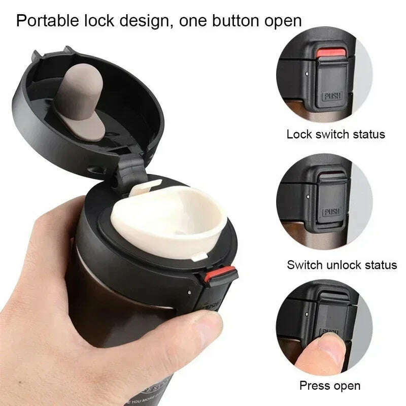 KIMLUD, 0.5L Thermal Mug Double Wall 304 Stainless Steel Coffee Cup Vacuum Flask Thermos Water Bottle Tea Coffee Leak-proof Thermos Mug, KIMLUD Womens Clothes