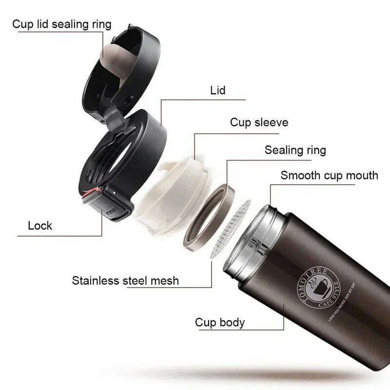KIMLUD, 0.5L Thermal Mug Double Wall 304 Stainless Steel Coffee Cup Vacuum Flask Thermos Water Bottle Tea Coffee Leak-proof Thermos Mug, KIMLUD Womens Clothes
