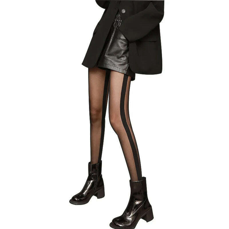 15D Sexy Seamed Stockings splicingWomens Stockings Black Line Transparent Silk Stocking hose Pantyhose Leggings meia - KIMLUD