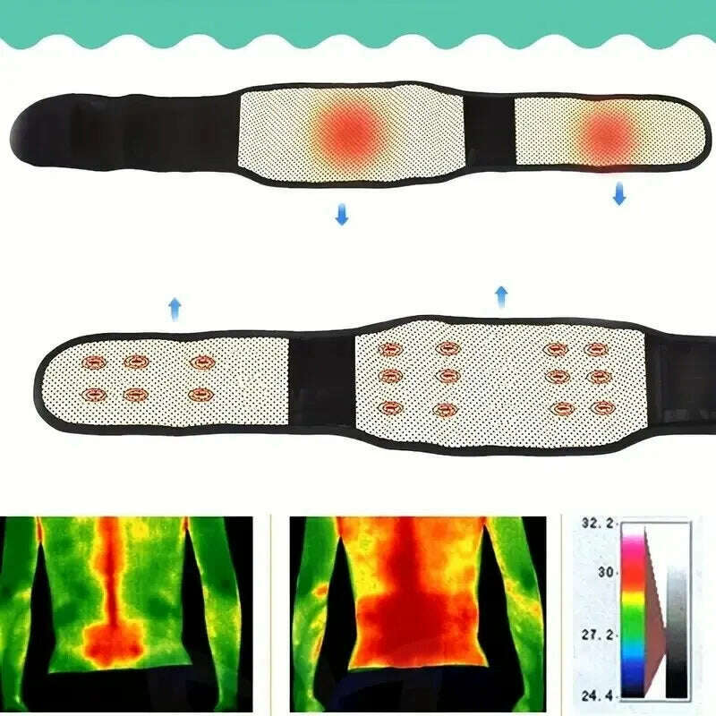 KIMLUD, 1pc Adjustable Self-heating Magnetic Therapy Back And Waist Support Belt, Waist Massage Belt Sports Support Belt, Body Care Belt, KIMLUD Womens Clothes