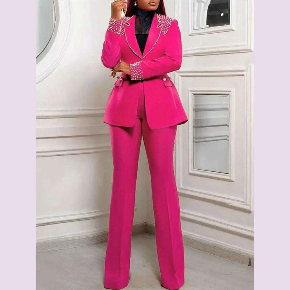 2 Piece Women Sets Plus Size Dashiki African New Arrival Matching Two Pieces Sets Blazer Coat Top Pants Suits Outfits Clothing - KIMLUD