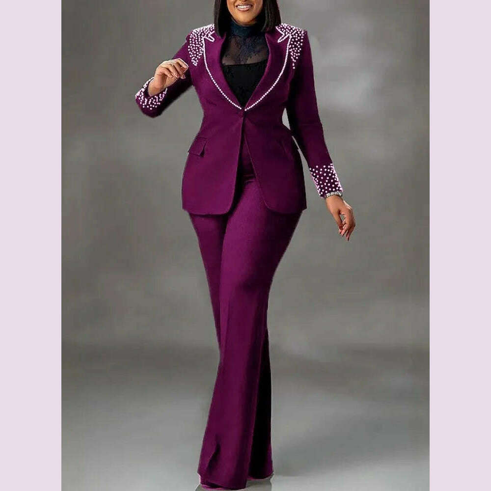 2 Piece Women Sets Plus Size Dashiki African New Arrival Matching Two Pieces Sets Blazer Coat Top Pants Suits Outfits Clothing - KIMLUD