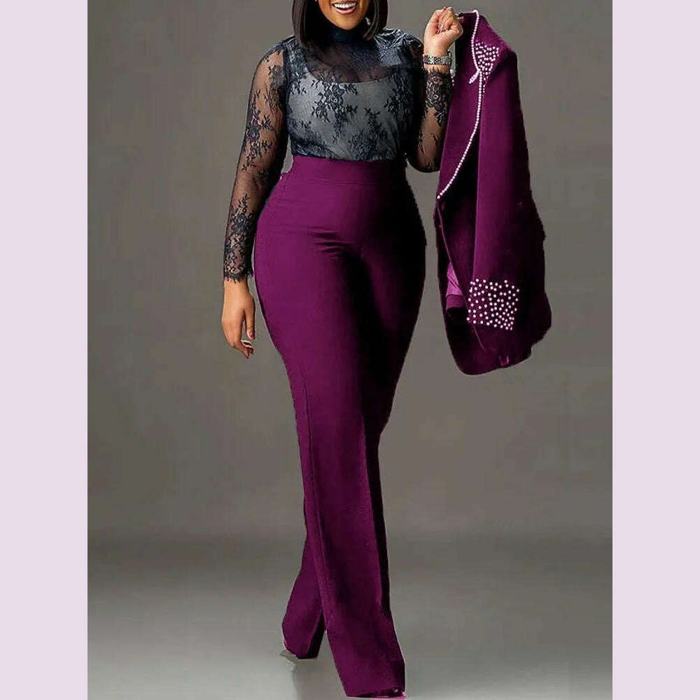 2 Piece Women Sets Plus Size Dashiki African New Arrival Matching Two Pieces Sets Blazer Coat Top Pants Suits Outfits Clothing - KIMLUD