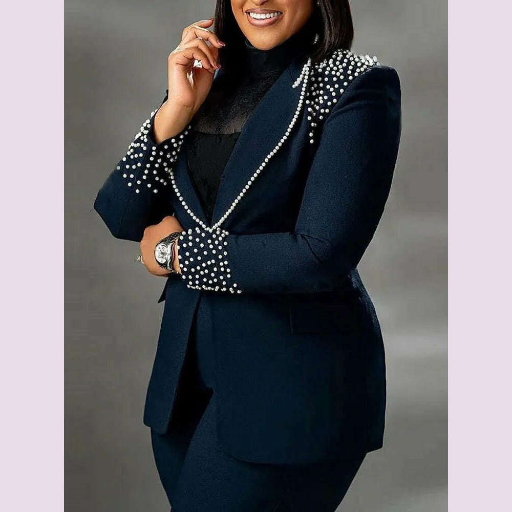 2 Piece Women Sets Plus Size Dashiki African New Arrival Matching Two Pieces Sets Blazer Coat Top Pants Suits Outfits Clothing - KIMLUD