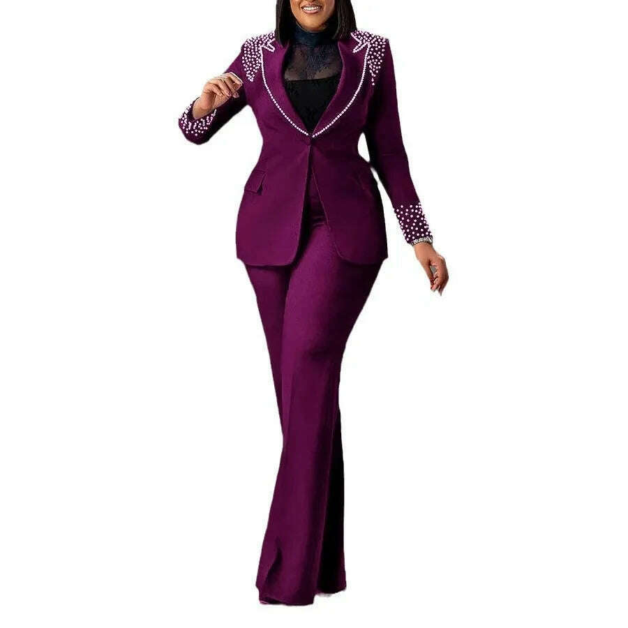 2 Piece Women Sets Plus Size Dashiki African New Arrival Matching Two Pieces Sets Blazer Coat Top Pants Suits Outfits Clothing - KIMLUD