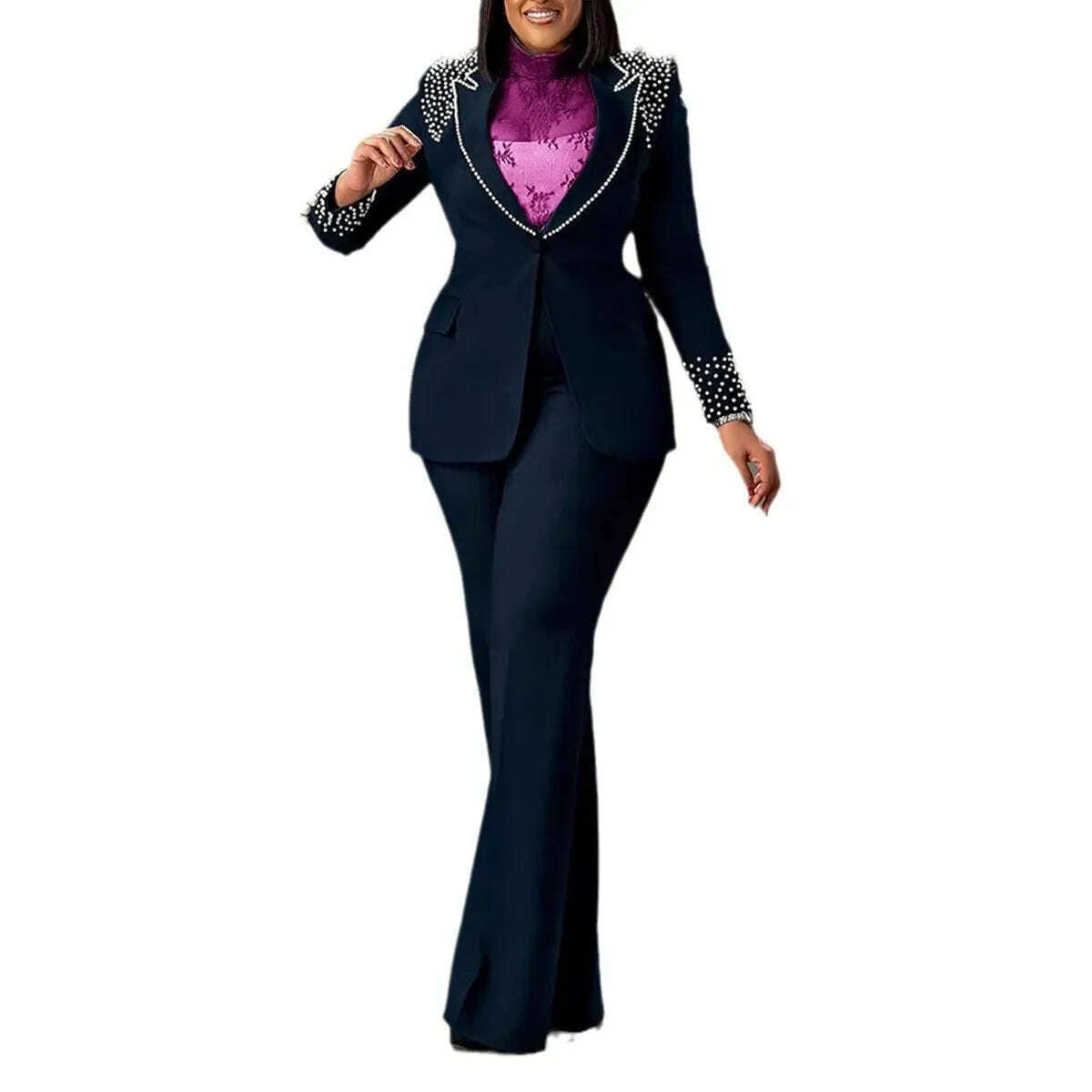 2 Piece Women Sets Plus Size Dashiki African New Arrival Matching Two Pieces Sets Blazer Coat Top Pants Suits Outfits Clothing - KIMLUD