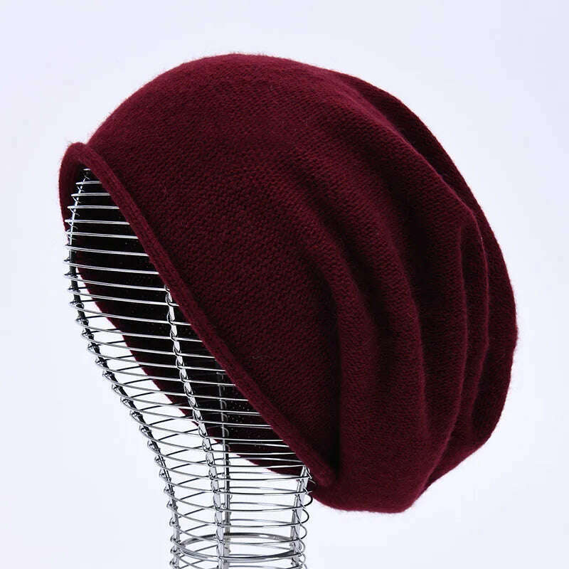 2020 New Cashmere Beanie Hat Women Winter Hats Crimping Wool Knitted Warm Skullies Beanies For Women Gorros Female Cap - KIMLUD