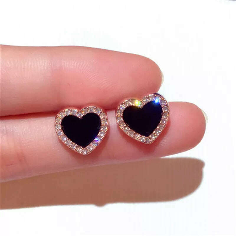 2020 New Design Red Heart Stud Earring Women Metal Gold Color Eye Heart Lips Wedding Statement Earrings Fashion Party Jewelry - KIMLUD