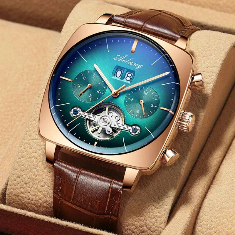 2022AILANG famous brand watch montre automatique luxe chronograph Square Large Dial Watch Hollow Waterproof mens fashion watches - KIMLUD