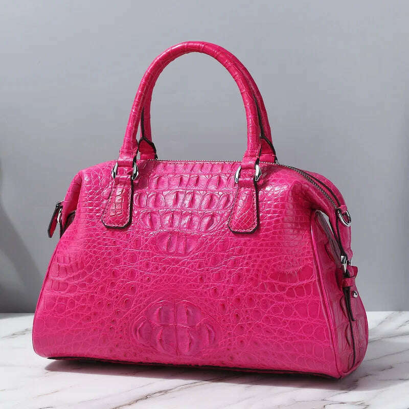KIMLUD, 2023 New Designer Crocodile Skin Women Travel Handbag Fashion Genuine Leather Lady Shoulder Bag Large Capacity Messenger Bag 50, rose, KIMLUD Womens Clothes