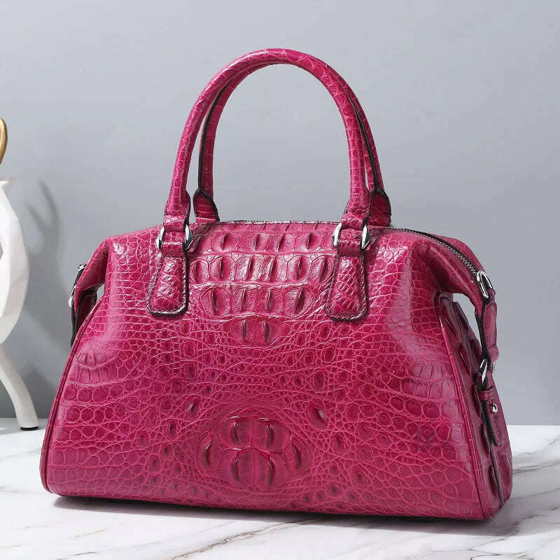 KIMLUD, 2023 New Designer Crocodile Skin Women Travel Handbag Fashion Genuine Leather Lady Shoulder Bag Large Capacity Messenger Bag 50, purple, KIMLUD Womens Clothes