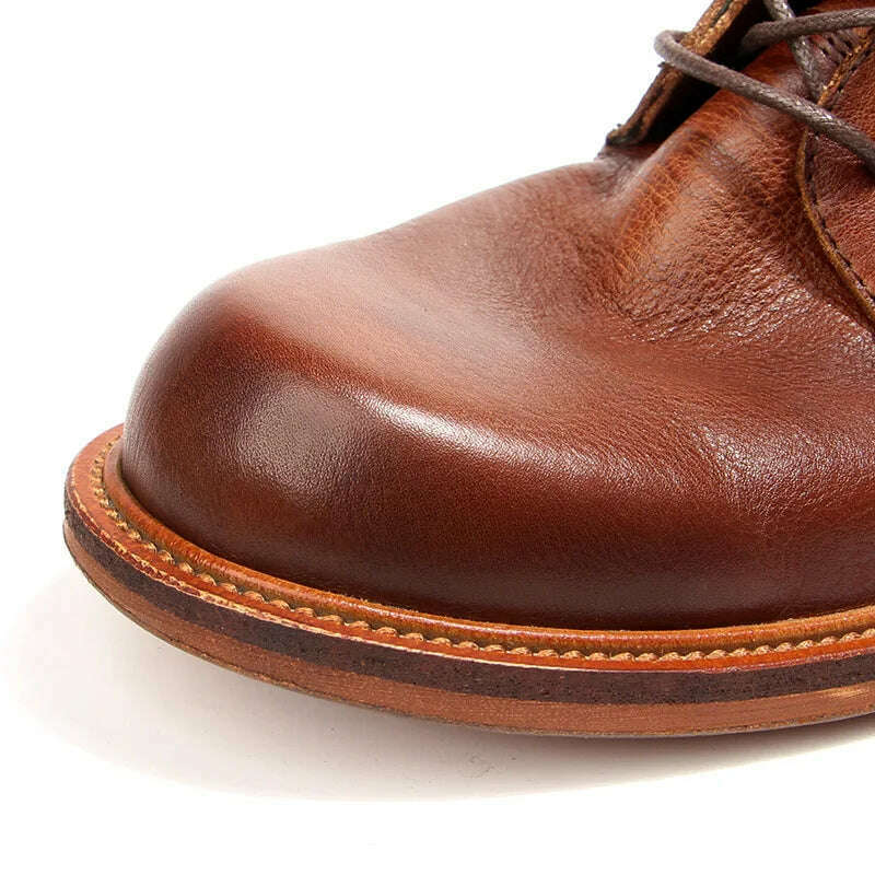 2023 Vintage Handmade Men Boots British Luxury Cow Leather Shoes Quality Round Toe Classic Autumn Ankle Casual Platform Boots - KIMLUD