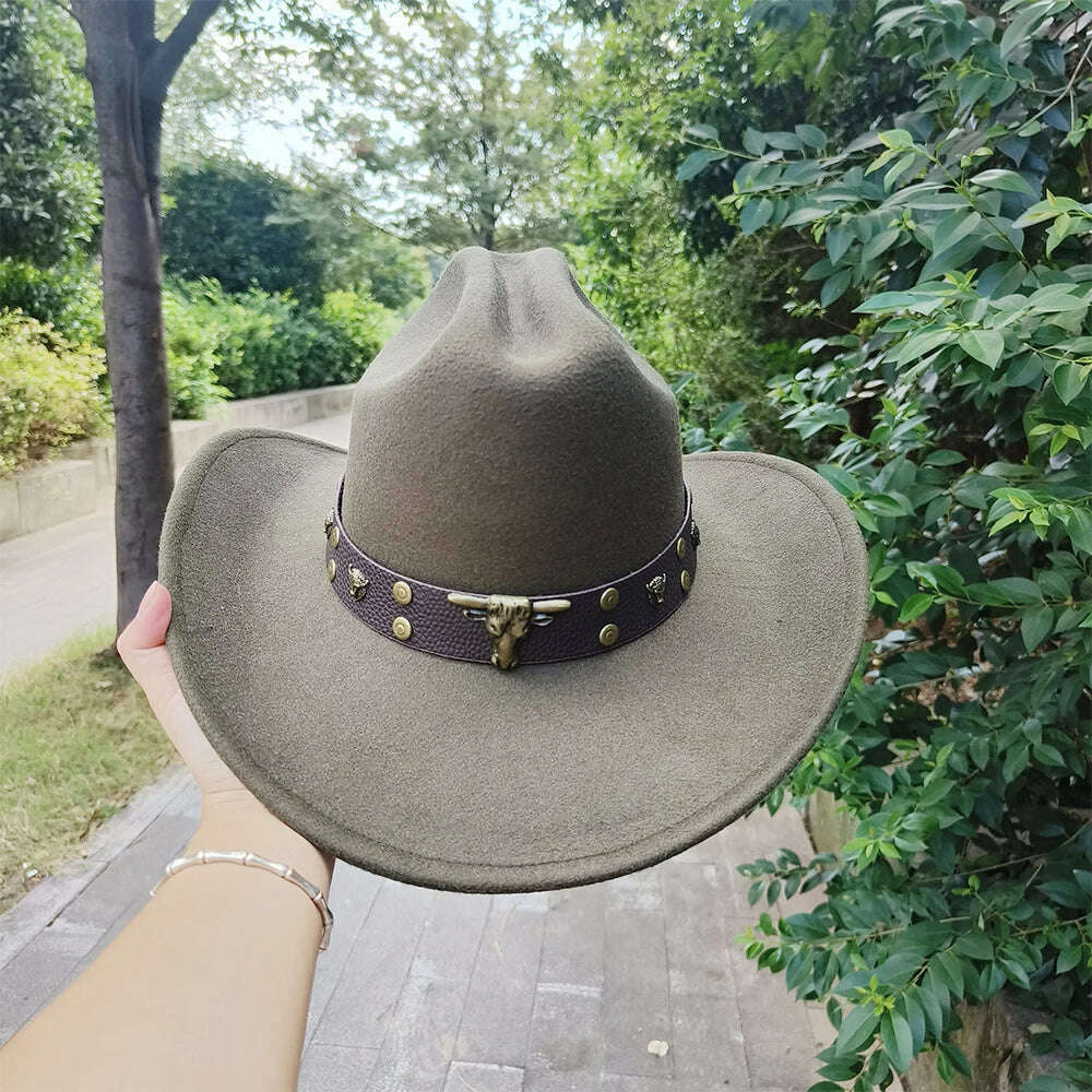 2023 Western Cowboy Hats for Men and Women Retro Cowboy Belt Accessories Gentlemen Women’s Cowboy Jazz Hats - KIMLUD