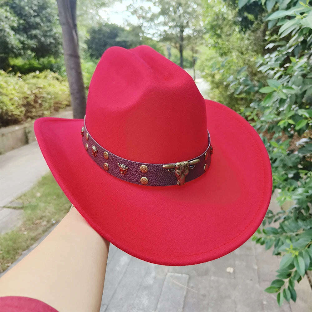 2023 Western Cowboy Hats for Men and Women Retro Cowboy Belt Accessories Gentlemen Women’s Cowboy Jazz Hats - KIMLUD