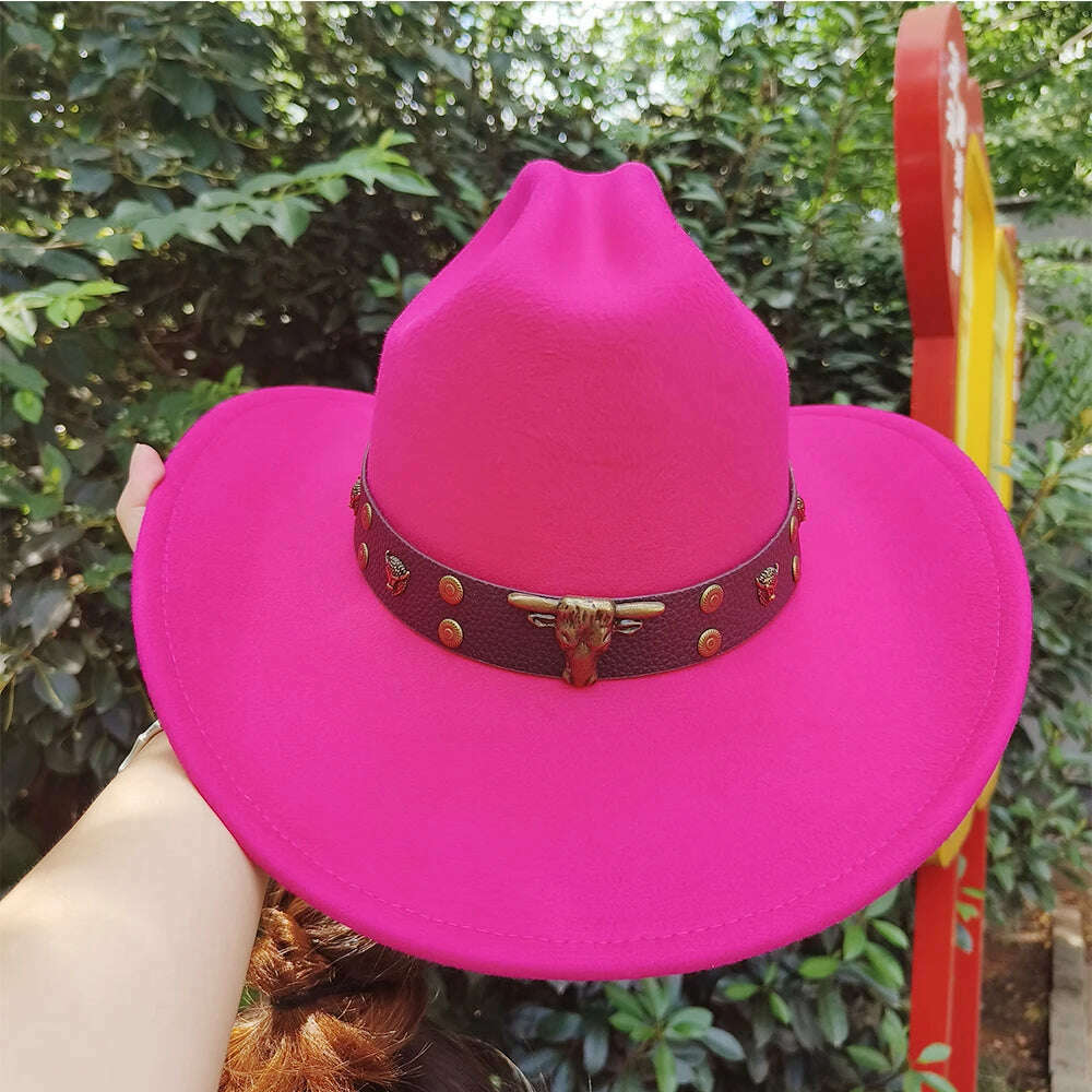 2023 Western Cowboy Hats for Men and Women Retro Cowboy Belt Accessories Gentlemen Women’s Cowboy Jazz Hats - KIMLUD
