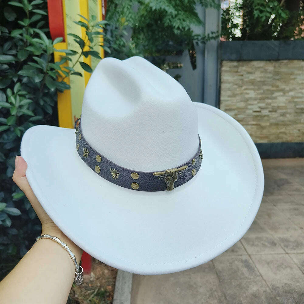 2023 Western Cowboy Hats for Men and Women Retro Cowboy Belt Accessories Gentlemen Women’s Cowboy Jazz Hats - KIMLUD