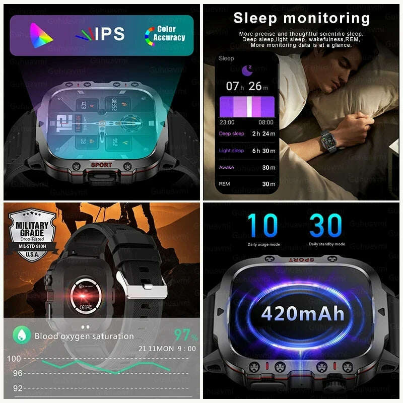 2024 New Full Touch Smart Watch Men For Android Xiaomi Blood Pressure Oxygen Fitness Watch 5 Atm Waterproof Military SmartWatch - KIMLUD