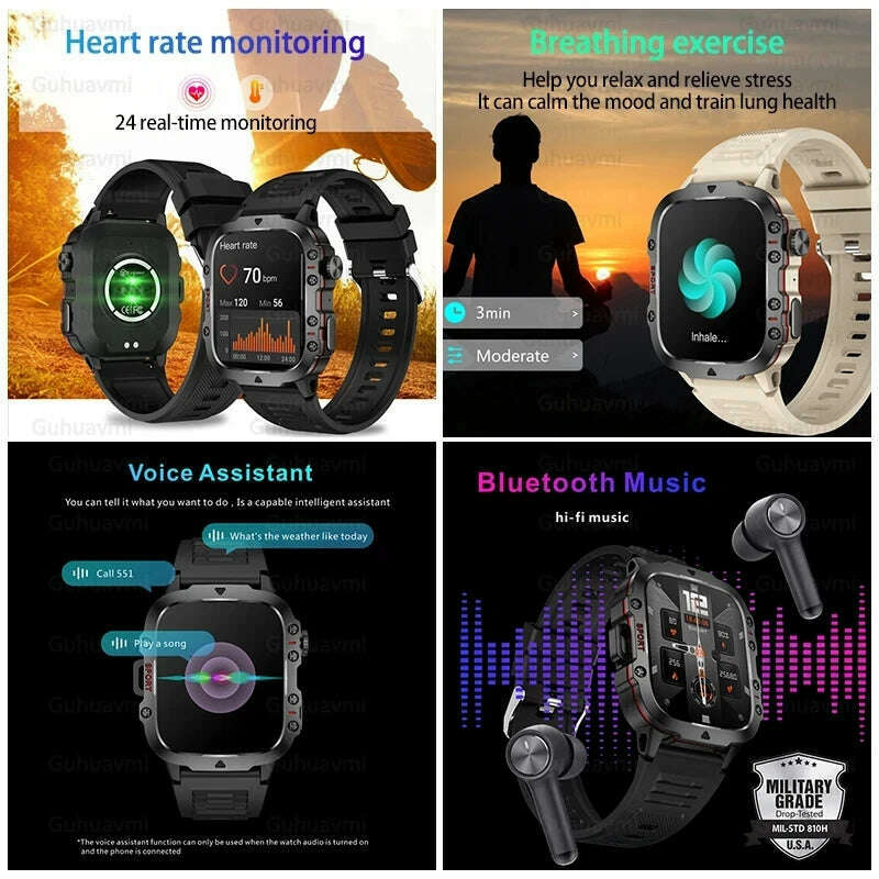 2024 New Full Touch Smart Watch Men For Android Xiaomi Blood Pressure Oxygen Fitness Watch 5 Atm Waterproof Military SmartWatch - KIMLUD