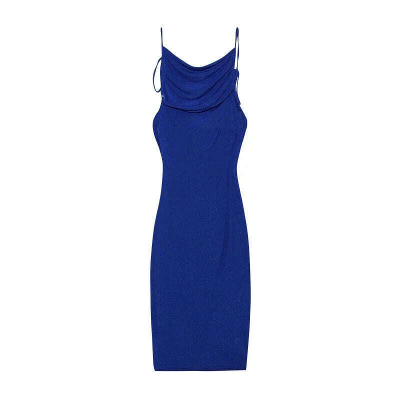 KIMLUD, 2024 New Summer Fashion Sexy Strapless Hang Neck Temperament Dress, baolan / S, KIMLUD APPAREL - Womens Clothes