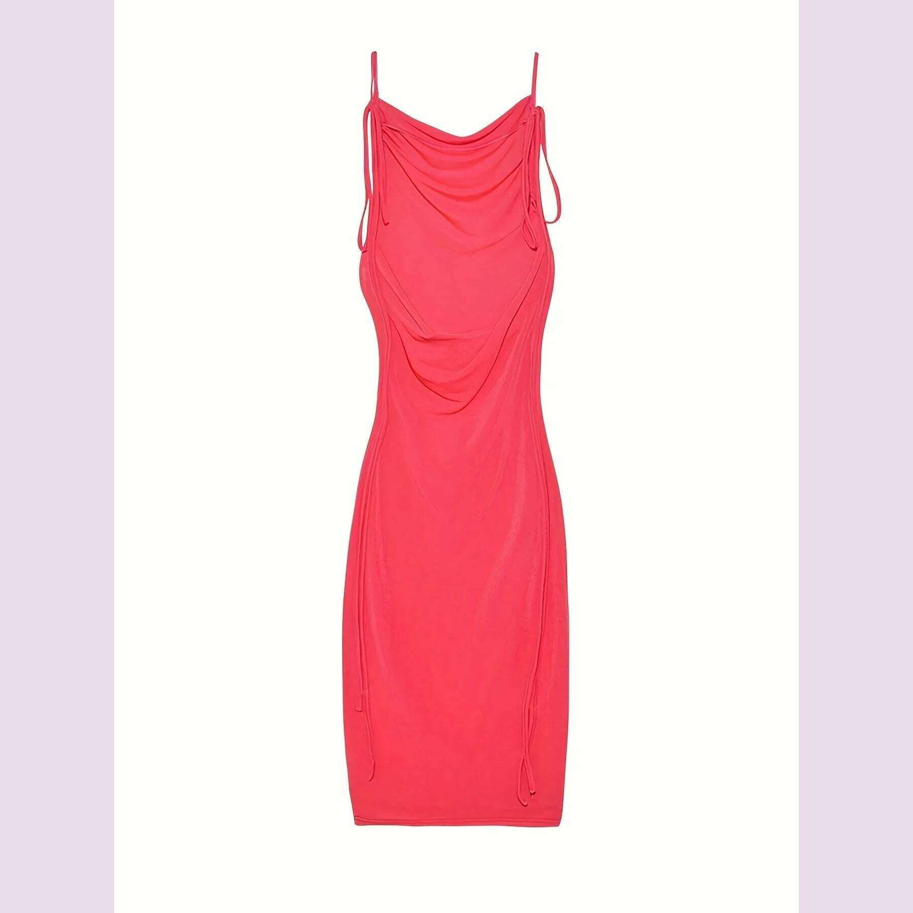 KIMLUD, 2024 New Summer Fashion Sexy Strapless Hang Neck Temperament Dress, Pink / S, KIMLUD APPAREL - Womens Clothes