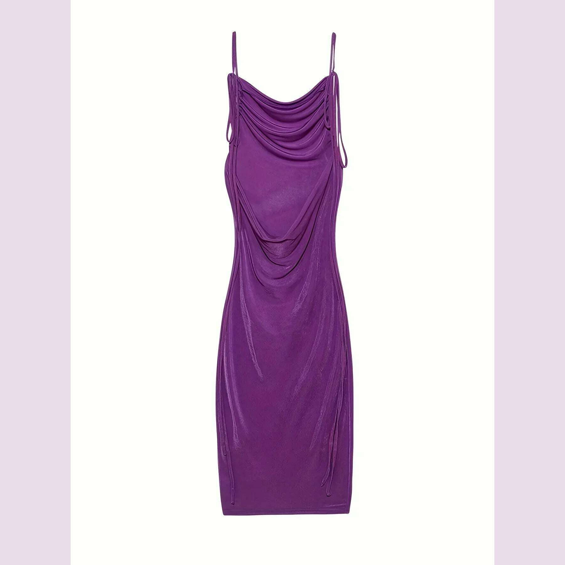 KIMLUD, 2024 New Summer Fashion Sexy Strapless Hang Neck Temperament Dress, PURPLE / S, KIMLUD APPAREL - Womens Clothes