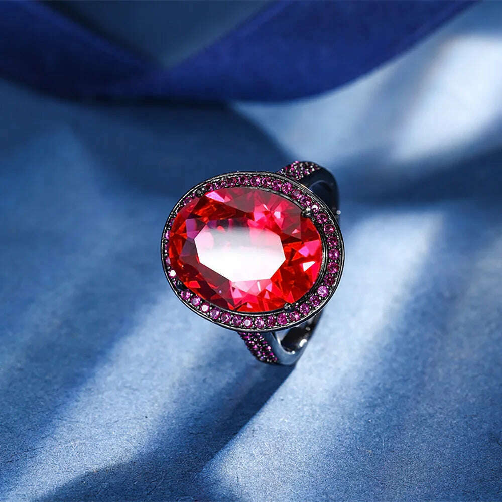 KIMLUD, 2024 New Vintage Blood Ruby Gemstone Necklace Pendant Ring Earrings Wedding Party Fine Jewelry Sets for Women Anniversary Gift, Ring / resizable / 45cm, KIMLUD APPAREL - Womens Clothes