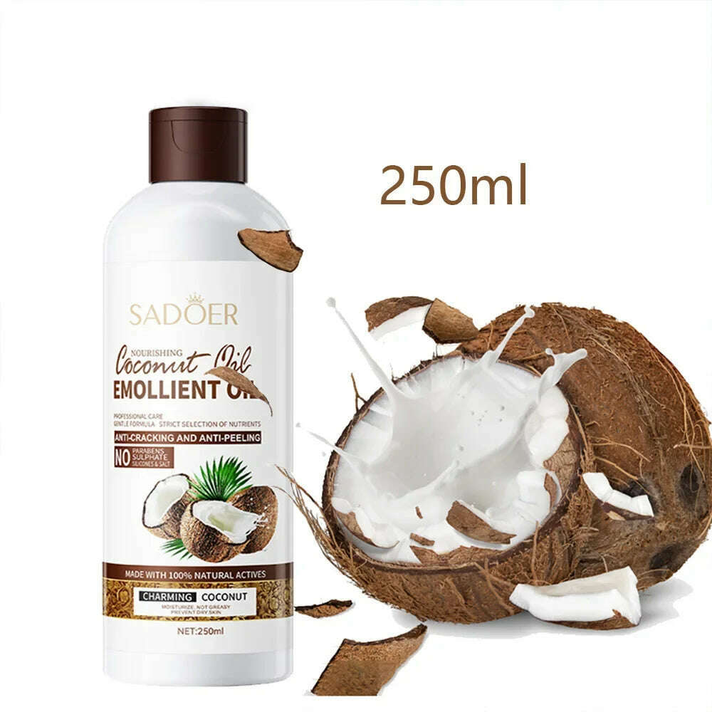250ml Coconut Oil Sooth Dry Skin Lighten Fine Lines Face Massage Oil Nourishes Hair Removes Frizz Hair Care Oil Firming Body - KIMLUD