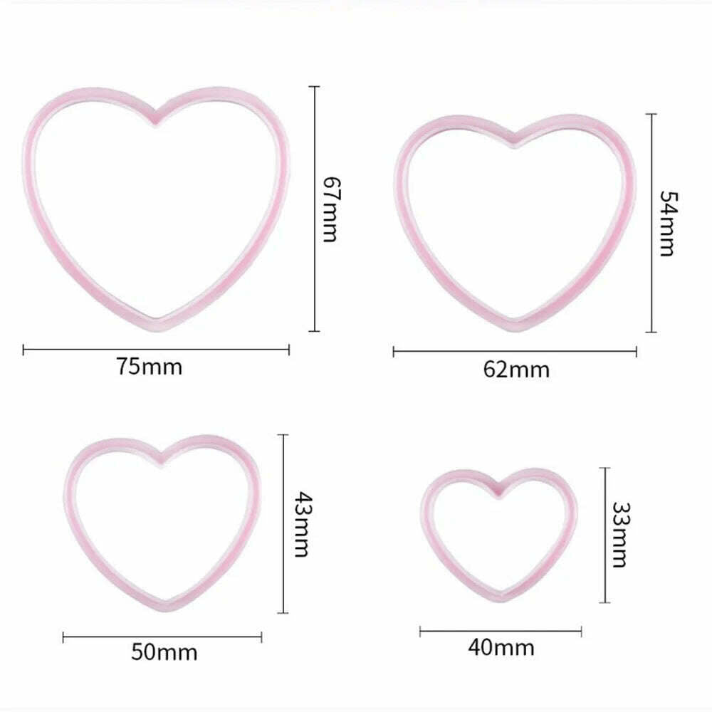 4Pcs Cookie Cutter Heart Shape Biscuit Maker Pastry Cutter Plastic Baking Mold Fondant Sugar Craft Mold Bakeware Cake Decorating - KIMLUD