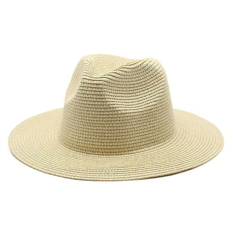 56-58-60CM Panama Hats Women Summer Wide Brim Sun Hat Beach Hat Men Fashion Straw Hat UPF UV Protection Fedoras Cap for Travel - KIMLUD
