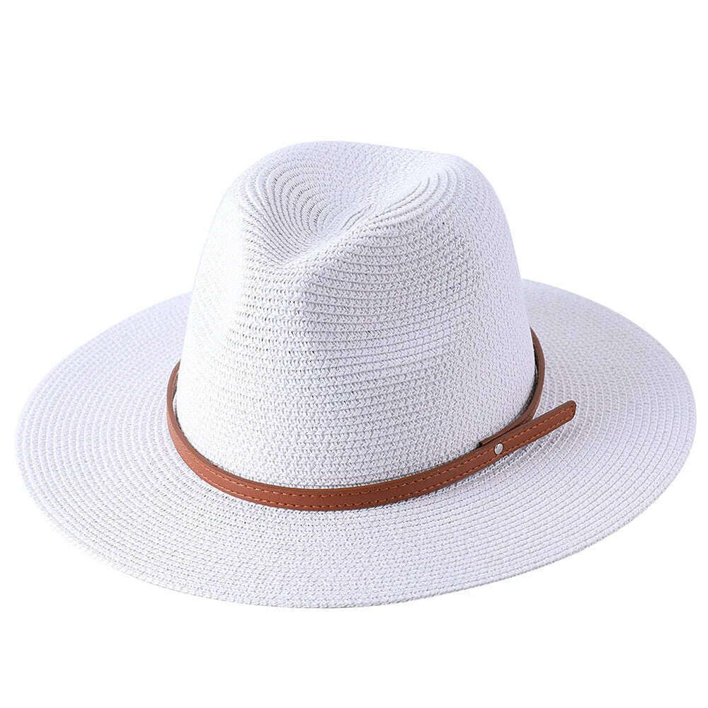 56-58-60CM Panama Hats Women Summer Wide Brim Sun Hat Beach Hat Men Fashion Straw Hat UPF UV Protection Fedoras Cap for Travel - KIMLUD