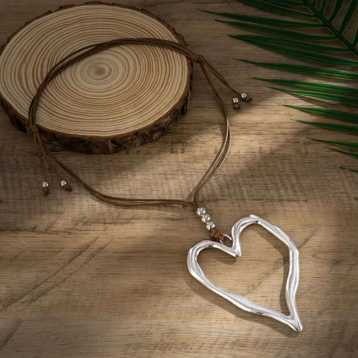 70CM Long Wax Thread Rope Chain With Large Hollow Love Heart Pendant Necklace for Women Sweet Cool Adjustable Choker Y2K Jewelry - KIMLUD
