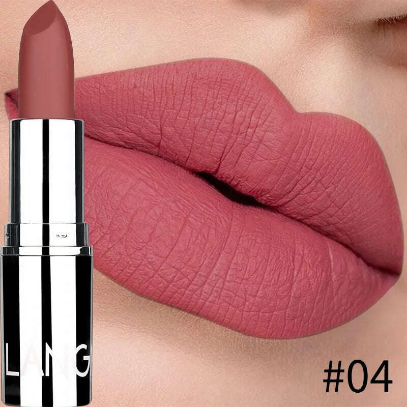 8 Colors Matte Bullet Lipstick Waterproof Long-Lasting Velvet Lipstick Easy To Wear 2023 Nude Batom Nutritious Makeup - KIMLUD