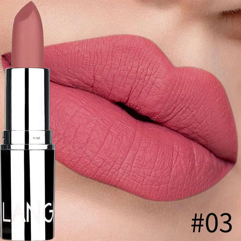 8 Colors Matte Bullet Lipstick Waterproof Long-Lasting Velvet Lipstick Easy To Wear 2023 Nude Batom Nutritious Makeup - KIMLUD