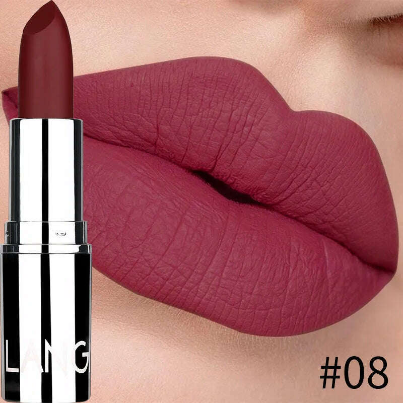 8 Colors Matte Bullet Lipstick Waterproof Long-Lasting Velvet Lipstick Easy To Wear 2023 Nude Batom Nutritious Makeup - KIMLUD