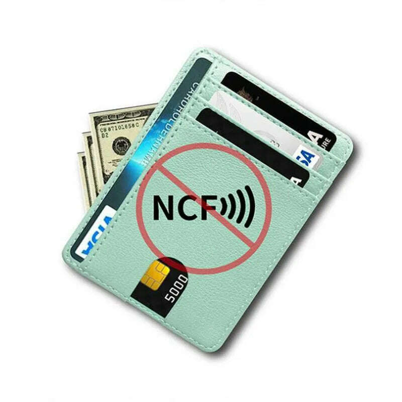 8 Slot Slim RFID Blocking Leather Wallet Credit ID Card Holder Purse Money Case Cover Anti Theft for Men Women Men Fashion Bags - KIMLUD