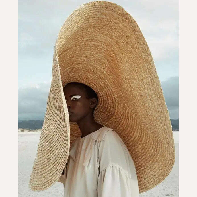 80cm Super large Brim Straw Sun Hats Women Summer Tourism Hat For Women For Travel Ladies Beach shading Sunscreen Overside Gorra - KIMLUD
