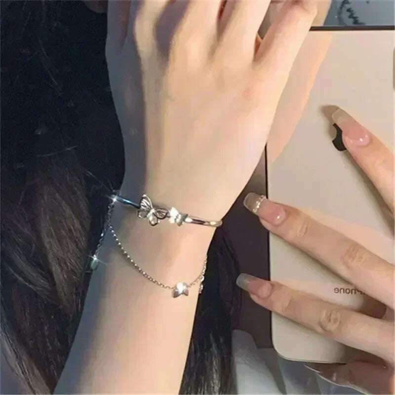 925 Sterling Silver Thai Silver Bracelet for Women Vintage Geometric Heart Love Lucky Punk Jewelry 2023 New Dropshipping - KIMLUD