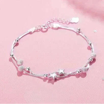 925 Sterling Silver Thai Silver Bracelet for Women Vintage Geometric Heart Love Lucky Punk Jewelry 2023 New Dropshipping - KIMLUD