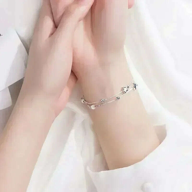 925 Sterling Silver Thai Silver Bracelet for Women Vintage Geometric Heart Love Lucky Punk Jewelry 2023 New Dropshipping - KIMLUD
