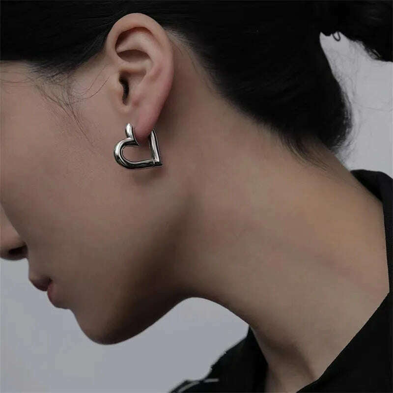 925 Sterling Silver Vintage Heart Earrings For Women Trendy Earring Jewelry Prevent Allergy Party Accessories G - KIMLUD