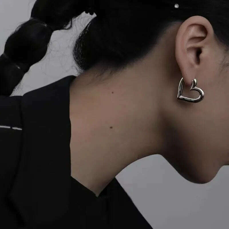 925 Sterling Silver Vintage Heart Earrings For Women Trendy Earring Jewelry Prevent Allergy Party Accessories G - KIMLUD