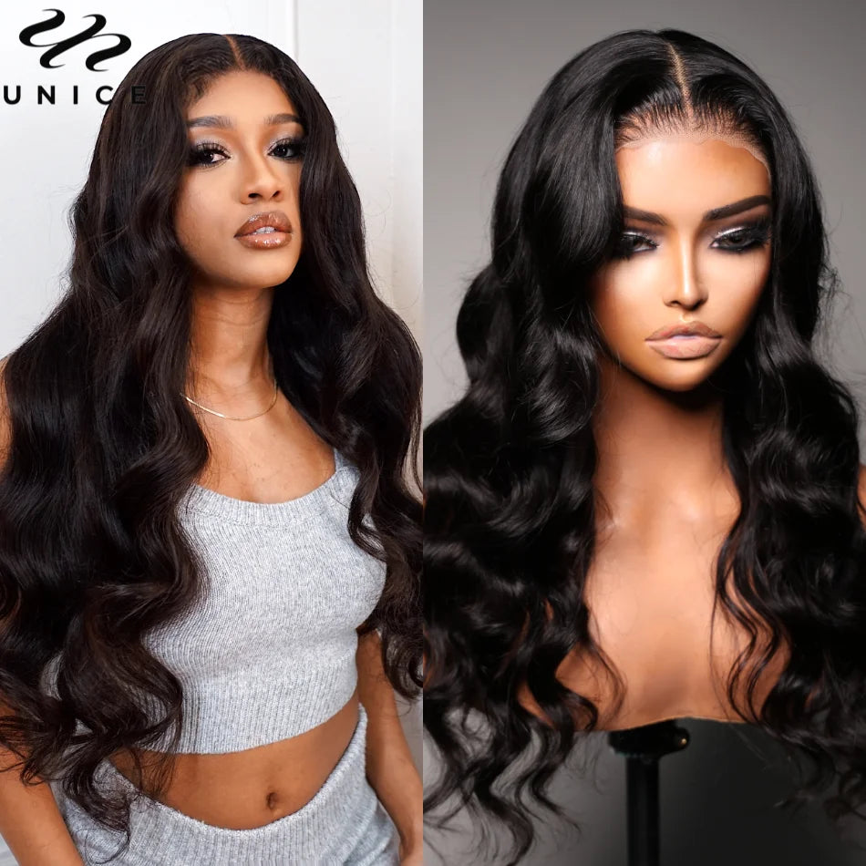 Unice Hair Pre Cut Pre Bleached 5X5 HD Lace Wig 7x5 13x4 Glueless Wig Human Hair Body Wave Lace Front Wigs