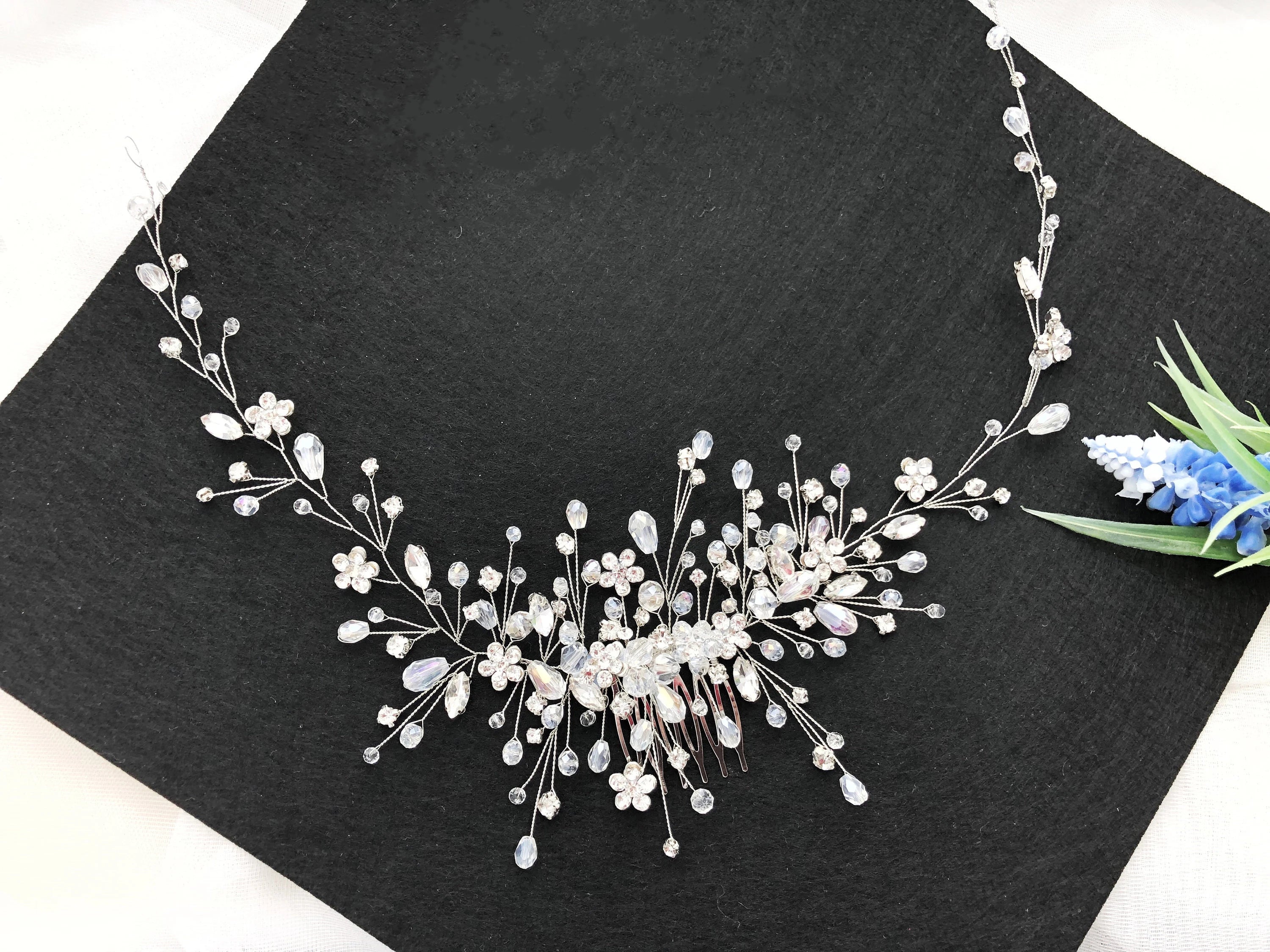 Vintage Rose gold Silver Wedding Accessories bridal headwear Shiny Crystal Hair comb Elegant banquet for women - KIMLUD