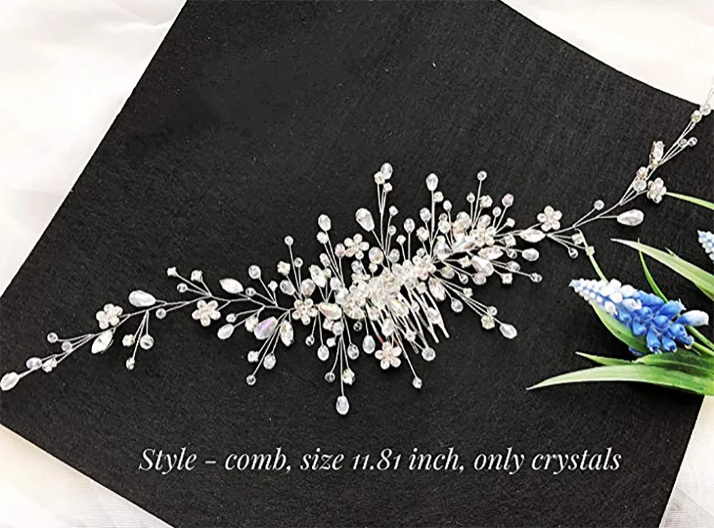 Vintage Rose gold Silver Wedding Accessories bridal headwear Shiny Crystal Hair comb Elegant banquet for women - KIMLUD