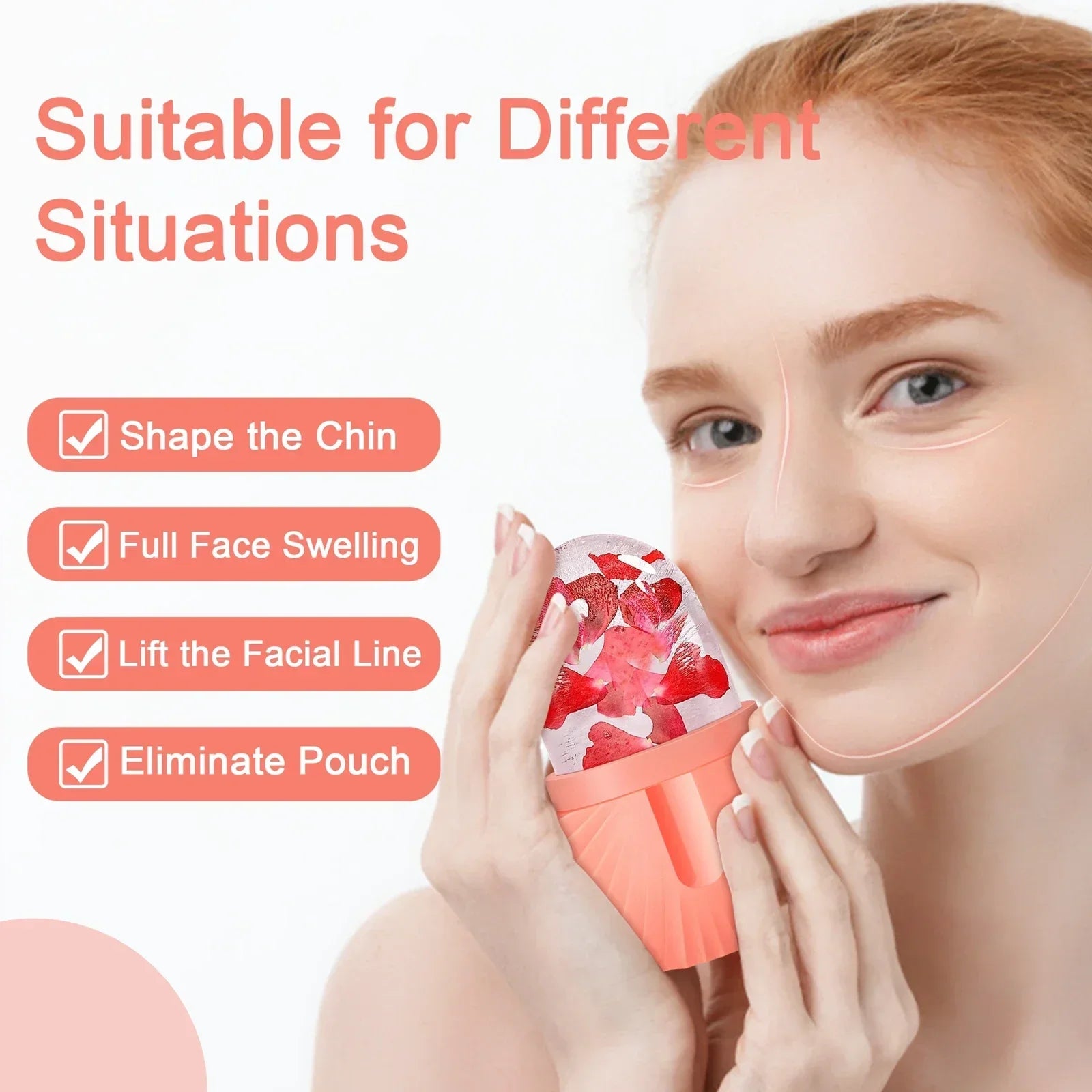 Silicone Ice Cube Trays Beauty Lifting Ice Ball Face Massager Contouring Eye Roller Facial Treatment Reduce Acne Skin Care Tool - KIMLUD