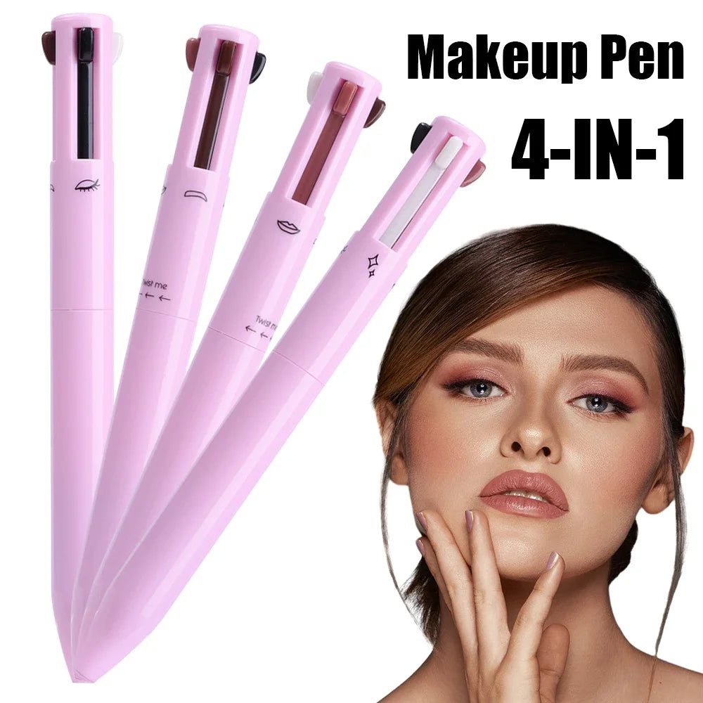 Multifunctional Makeup Pen 4 In 1 Eyebrow Eyeliner Pencil Lasting Drawing Lip Line Waterproof Sweatproof Highlighter Makeup Tool