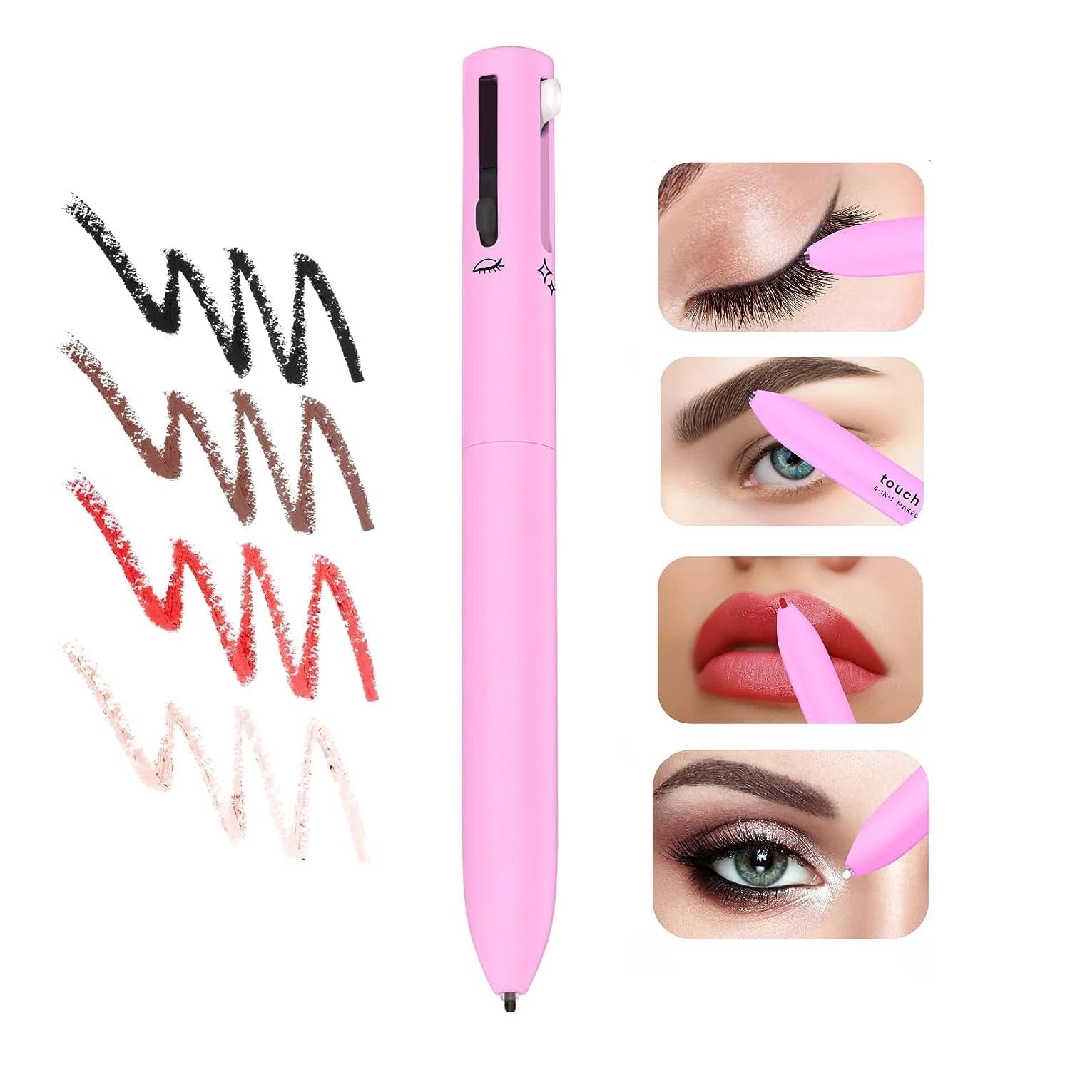 4 In 1 Makeup Pen Eyebrow Pencil Waterproof Drawing Eye Brow Long Lasting Easy Color Eyeliner Eyebrow Pen Sweatproof Makeup Pen