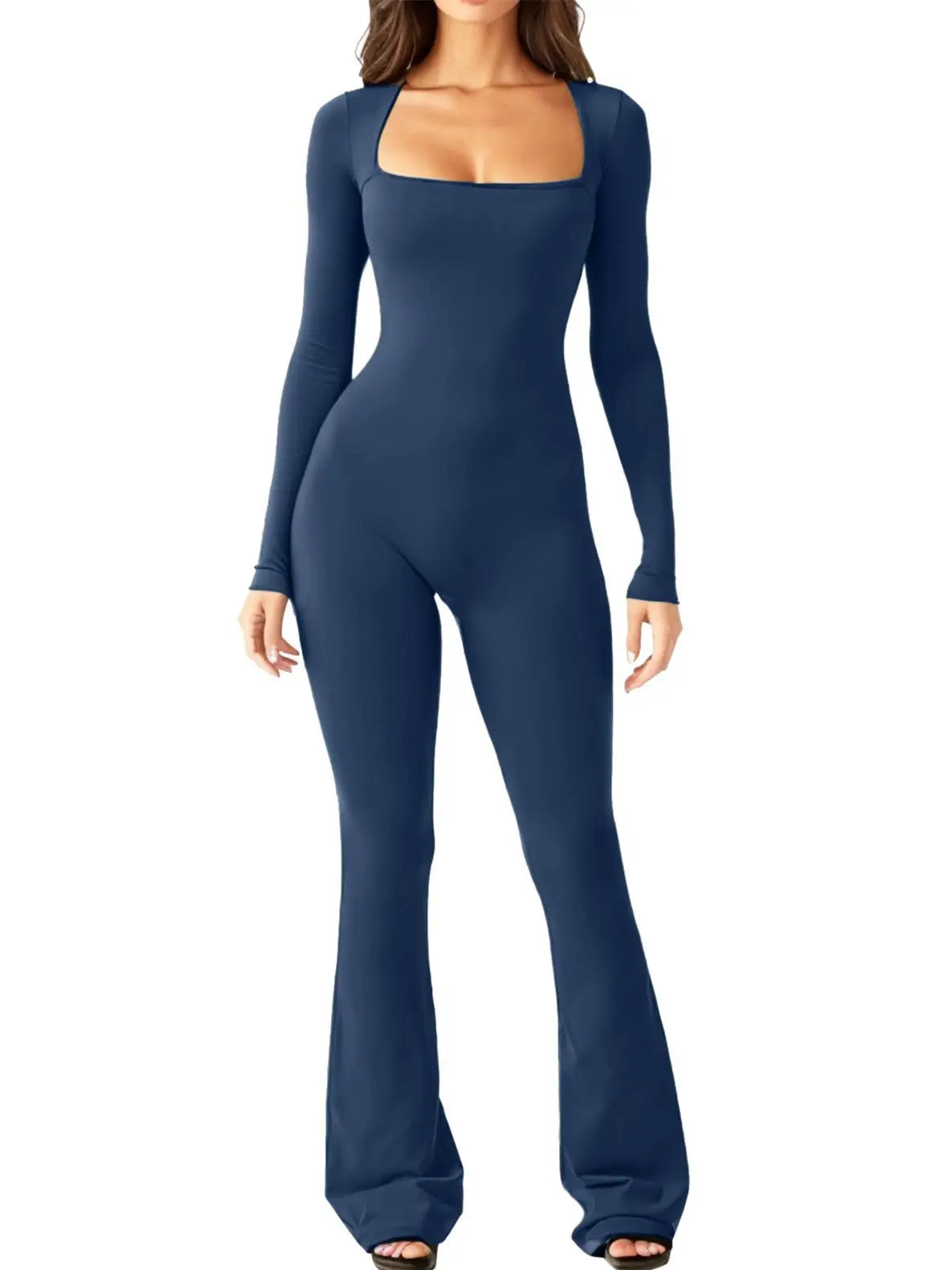 New Popular Women Wide Leg Yoga Bodysuit Outfit One Piece Gym Fitness High Quality Sport Long Sleeve Plus Size Jumpsuit