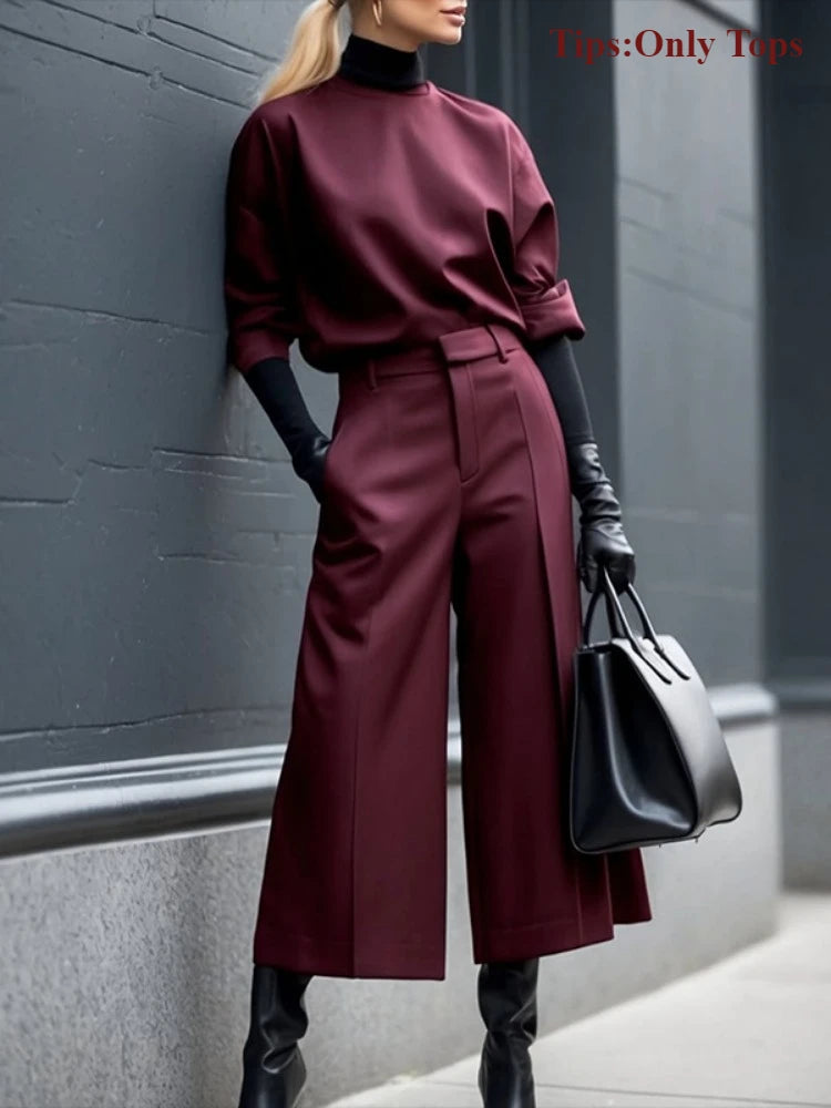 KIMLUD, Freeacy 2025 New Women's Tops Burgundy Round Neck Half Sleeves Loose Fit T-shirt Spring and Summer Casual Streetwear Shirts, KIMLUD Womens Clothes