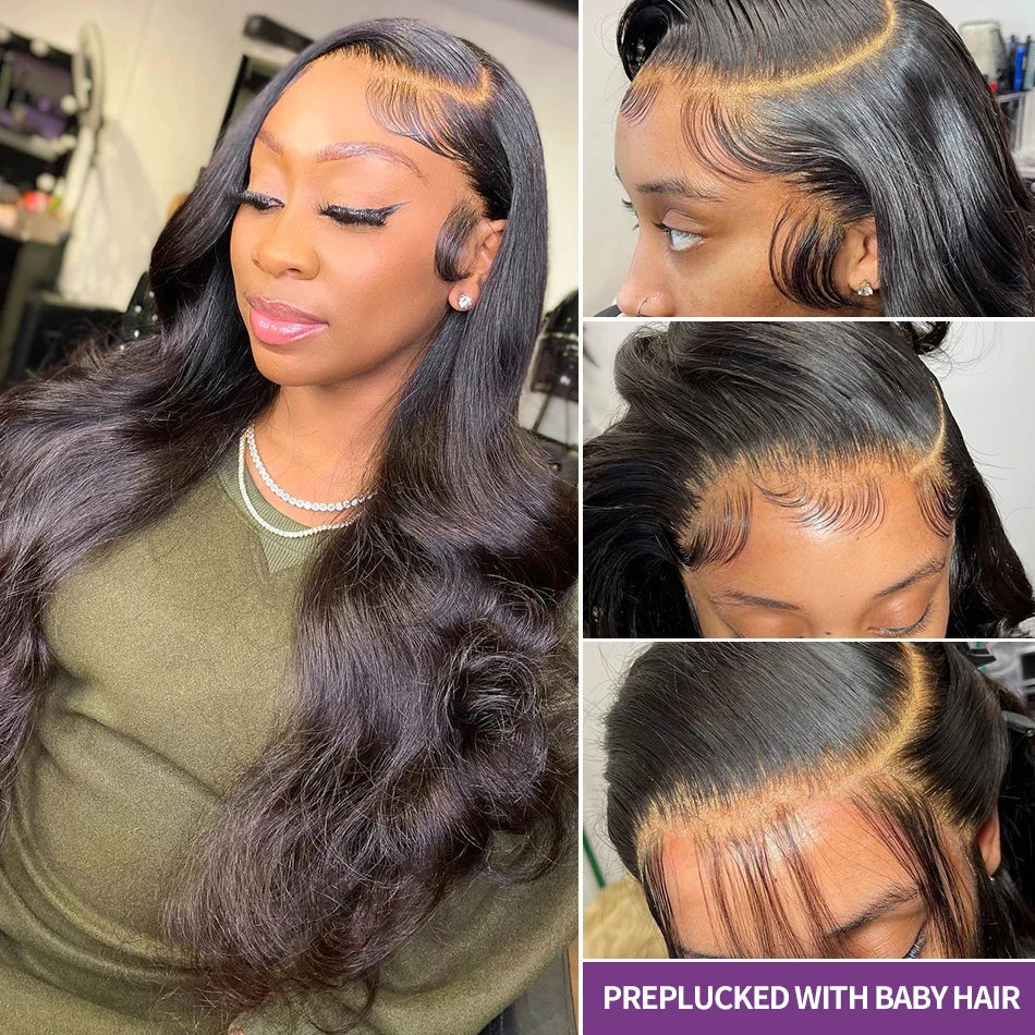Transparent 13x6 Lace Frontal Human Hair Wigs Brazilian Body Wave 13x4 Lace Front Wig For Women PrePlucked Glueless Wig 30 Inch